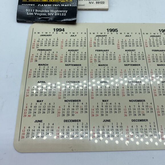 Sams Town Gold River Hotel Gambling Hall Casino Souvenir 1995 Calendar & Matches - Picture 11 of 13